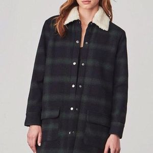 BB Dakota Bradley Plaid Sherpa Wool Coat